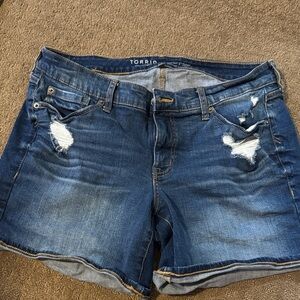 Torrid Women's Dark Blue Ripped Jean Shorts